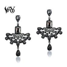VEYO Gray Crystal Dangle Earings Luxury Retro Earrings for Women Vintage Fan shape Drop Earings Fashion Jewelry Pendientes Gift 2024 - buy cheap