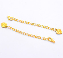10pcs/lot Gold color Plated 70mm Length Longer Extension Chain with Lobster Clasp&Heart Pendant For Bracelet Necklace Tail Chain 2024 - buy cheap