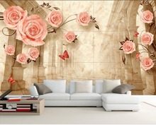 Europeia-estilo estética minimalista Mármore TV sofá pano de fundo papel de parede 3d estereoscópico 3d papel de parede flor 2024 - compre barato