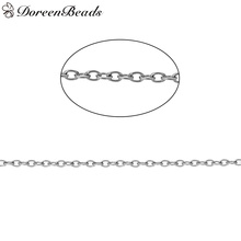 Doreenbeads 304 corrente de cabo de ligação de aço inoxidável, descobertas da cor prata opaca 1.5x1mm, 2 m 2024 - compre barato