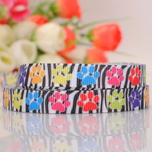 5yards 3/8 " 9 mm colorful dog paw leopard print grosgrain tape DIY handmade hairbow cartoon ribbon free shipping 2024 - buy cheap