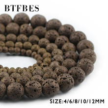 BTFBES-Cuentas sueltas redondas de piedra de Lava Natural, abalorios de Color bronce para hacer pulseras, joyería, DIY, 4, 6, 8, 10, 12mm 2024 - compra barato