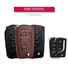 KUKAKEY Leather Car Key Case Cover For Toyota Hilux Corolla avensis Prado Fortuner RAV4 CHR Smart Shell Accessories 2024 - buy cheap