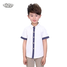 Camisas de algodón de manga corta para niños, camisas de vestir de flores para boda, blusas formales blancas para fiesta de boda, N36 2024 - compra barato