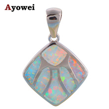 Unique design Best gift for friend White Fire Opal stamp Silver Necklaces Pendants Wedding Fashion jewelry OPS542A 2024 - buy cheap
