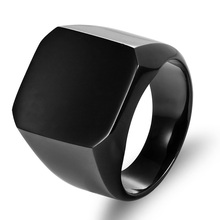 Fashion Rings Square Big Width Signet Rings Stainless Steel man Finger Silver Black Gold Men Ring Jewelry 2024 - buy cheap