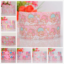 7/8 " 22 mm pink cartoon little twin star ribbon print grosgrain ribbon tape free shipping 2024 - buy cheap
