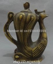 Chinese Bronze Buddhism FengShui Bird Peacock Phoenix Statue Wine Pot Teapot 2024 - buy cheap
