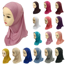 Gorros Hijab con diamantes de imitación de flores para niñas, chales musulmanes para la cabeza, pañuelo para la cabeza, sombrero islámico de cobertura completa, sombrero de oración para la pérdida de cabello 2024 - compra barato