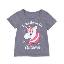 Camisetas de manga corta con diseño de unicornio para bebés y niñas, camisetas de algodón para verano, blusas informales 2024 - compra barato