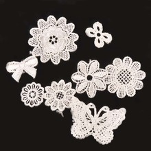 Apliques flores misturadas brancas, enfeites de rendas para roupas, malhas, tecidos, materiais para costura, faça você mesmo c1501, 20 peças 2024 - compre barato