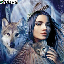 DiaPai 5D DIY diamante pintura 100% cuadrado completo/taladro redondo "Lobo belleza" diamante bordado punto de cruz decoración 3D A23025 2024 - compra barato