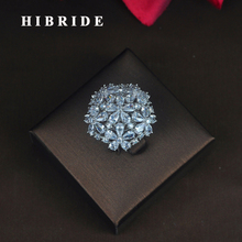 HIBRIDE Fashion Charm Flower Shape Top Quality Cubic Zirconia Rings For Women Luxury Party Wedding Show Gifts Wholsale R-210 2024 - buy cheap