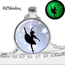 Glowing Ballerina Necklace Ballet Dancer Pendant Glass Dome Jewelry Glow in The Dark Pendant Ballet Necklace 2024 - buy cheap