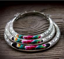 hot sell new - free shipping Chinese Handmade Miao Silver collar  1-3row Tibet Silver Embroidery Short Multilayer necklace 2024 - buy cheap