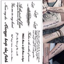 Waterproof Temporary English Word sexy romantic Tattoo Stickers Black Letters Feather Body Art Tattoos Dropshipping 2024 - buy cheap