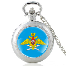 Antique Classic Russian Aerospace Defence Forces Quartz Pocket Watch Vintage Men Women Silver Double eagle Necklace Watches Gift 2024 - buy cheap