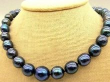 Regalo de las mujeres de amor envío >>>>> nuevo 10-11mm negro real Natural collar de perlas 18 "AAA + regalo de las mujeres-joyería 2024 - compra barato