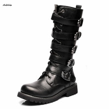 Plus:38-44 45 winter Fashionable male boots Belt buckle Men's Shoes Military Boots Waterproof Snow Boots Camping Climbing boots 2024 - buy cheap