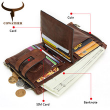 COWATHER 2021 Men Wallet Cow Genuine Leather Wallet New Arrival Cowhide Male Purse Big Capacity Short Men Purse Free Shipping 2024 - buy cheap