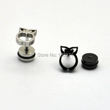 Hollow Owl White Black titanium steel Women Men Unisex screw stud earrings 2024 - buy cheap