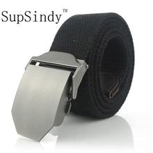 SupSindy-Cinturón de lona para hombre y mujer, hebilla de color liso, cinturones vaqueros de lujo, cinturón táctico vintage, correa de poliéster para hombre 2024 - compra barato