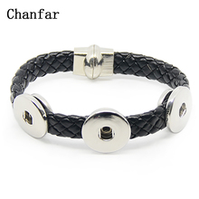 Chanfar, черно-белый кожаный браслет с кнопками, ювелирные изделия с 3 женскими кнопками 2024 - купить недорого