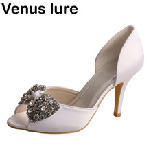 Zapatos de tacón de aguja blancos de alta calidad, calzado de fiesta, boda, Punta abierta 2024 - compra barato