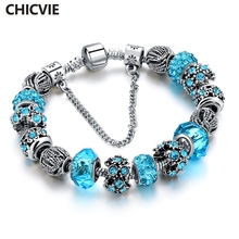CHICVIE Blue Crystal Charm Friendship Bracelets & Bangles For Women Trendy Silver Color Wedding DIY Jewelry Bracelets SBR160158 2024 - buy cheap
