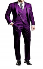 Purple Slim Men's Suit Groom Customized Unique Latest Design High Quality Wedding Party Fashion Dress 3 Piece Set 2024 - buy cheap