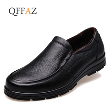 QFFAZ Men's Casual Shoes British Style Moccasins Genuine Leather Flats Zapatos Hombre Loafers Footwear Winter men shoes 2024 - buy cheap