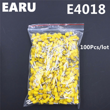 100Pcs E4018 Tube Insulating Insulated Terminal 4MM2 12AWG Cable Wire Connector Insulating Crimp E Black Yellow Blue Red Green 2024 - buy cheap