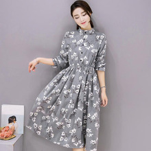 Corduroy High Elastic Waist Vintage Dress A-line Style Women Full Sleeve Flower Plaid Print Dresses Slim Feminino 9 Colors 2024 - buy cheap