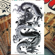Nu-TATY черный китайский дракон временная татуировка боди-арт, 12*20 см флеш-тату наклейка s, водонепроницаемый поддельный хна для татуировки стикер 2024 - купить недорого