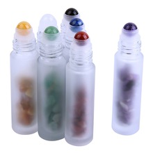 7pcs Natural Chakra Gemstone Roller Balls Bottles Empty 10ml  Frosted Glass Essential Oil Bottles Crystal Chips Inside 2024 - buy cheap