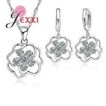 Bijoux Women Female Bridal Wedding Jewelry Sets 925 Sterling Silver Hollow Rose Flower Necklace Drop Piercing Earrings 2024 - buy cheap