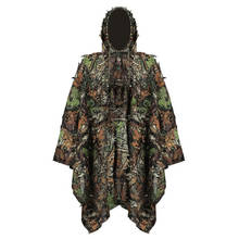 Камуфляжное пончо для охоты с листьями джунглей, леса, наблюдение за птицами, дышащий охотничий костюм для охоты, кемпинга, охоты, одежда 2024 - купить недорого