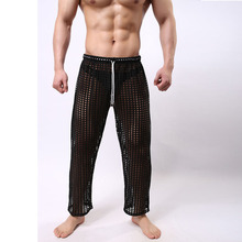 Pantalones de dormir suaves y cómodos para hombre, ropa informal Sexy, de malla transparente, pijama erótico 2024 - compra barato