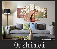 Pintura a óleo abstrata para o quarto, 5 peças feito a mão moderna imagem em tela de parede faca flor árvore paisagem pintura em tela 2024 - compre barato