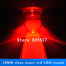 50 unids/lote F10, lámpara redonda de 10mm transparente al agua, luz LED roja muy brillante, cuentas de diodos emisores, inmersión para luces DIY 2024 - compra barato
