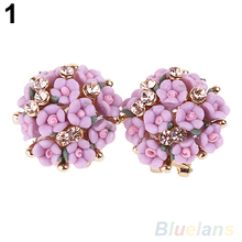 Women's Girl's Jewelry Flower Petals Blossom Earrings Eardrop Clip Ear Studs 4D35 2024 - buy cheap