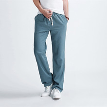 Left ROM New Summer Pure Color Fashionable High-quality Linen Men's Casual Pants Loose Breathable Big Size Men Pants Trousers 2024 - buy cheap