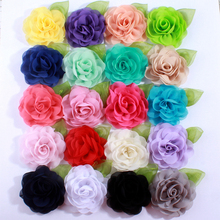 5PCS 8.5CM Big Beauty Green Leaf Chiffon Flowers For Hair Clips Petals Poppy Fabric Flower For Hair Accessories You pick Color 2024 - buy cheap