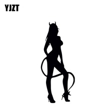 YJZT 5.4*12.8CM Mystery Naked Sexy Devil Music Decal Silhoutte Cool Design Covering The Body Car Sticker Black/Silver C20-1414 2024 - buy cheap