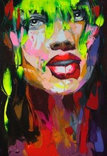 Handmade Modern Abstract Oil painting Clorful Girl with Green Hair On Canvas Free Shipping Fashion Portraits Pictures Wall Art 2024 - buy cheap