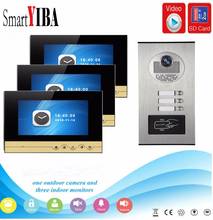 SmartYIBA 7"Inch Monitor Video Door Phone Doorbell Intercom RFID Access Door Camera With SD Card Video Recording For 3 Apartment 2024 - buy cheap