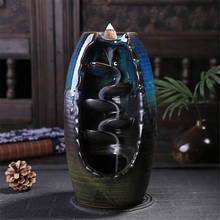 Backflow Ceramic Incense Burner Smoke Back-flow Censer Cone Holder Craft Table Ornament Home Decor Blue/Brown 2024 - buy cheap