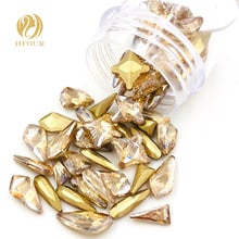 New arrival Golden champagne pointback glass crystal non hotfix rhinestones for nails Mixed shape Mixed size 20pcs/50pcs 2024 - buy cheap