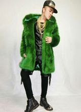 Fashion Men design Fake fur long jacket male singer stage show costume nightclub Dj outfit outfit outerwear prom clothing dress 2024 - buy cheap