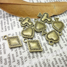 Mix 80 pcs Vintage Charms playing card Pendant Antique bronze Fit Bracelets Necklace DIY Metal Jewelry Making 2024 - buy cheap
